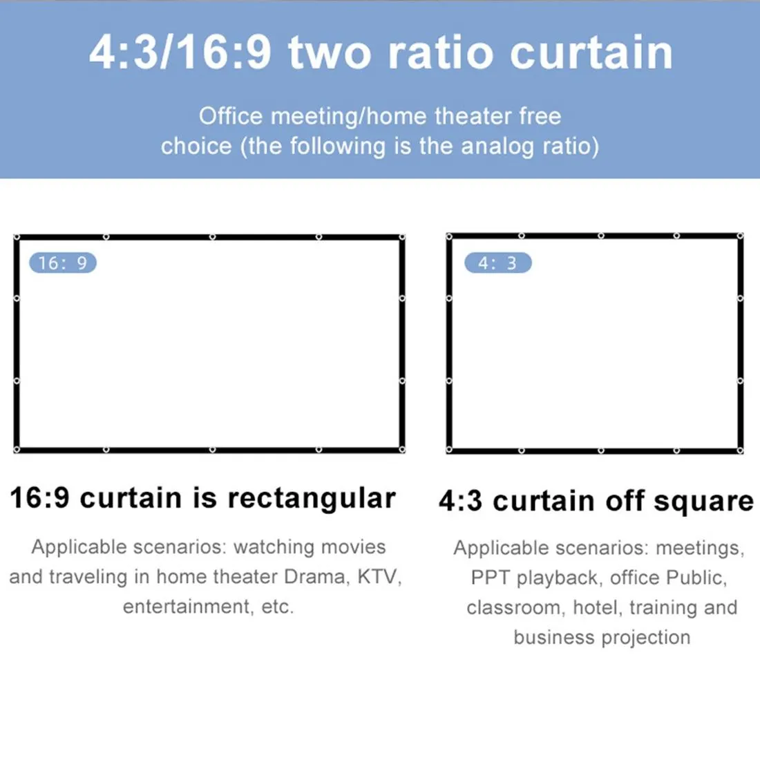 120 Folding Projector Curtain - 16 9 - 266x148cm - Milk Silk Polyester