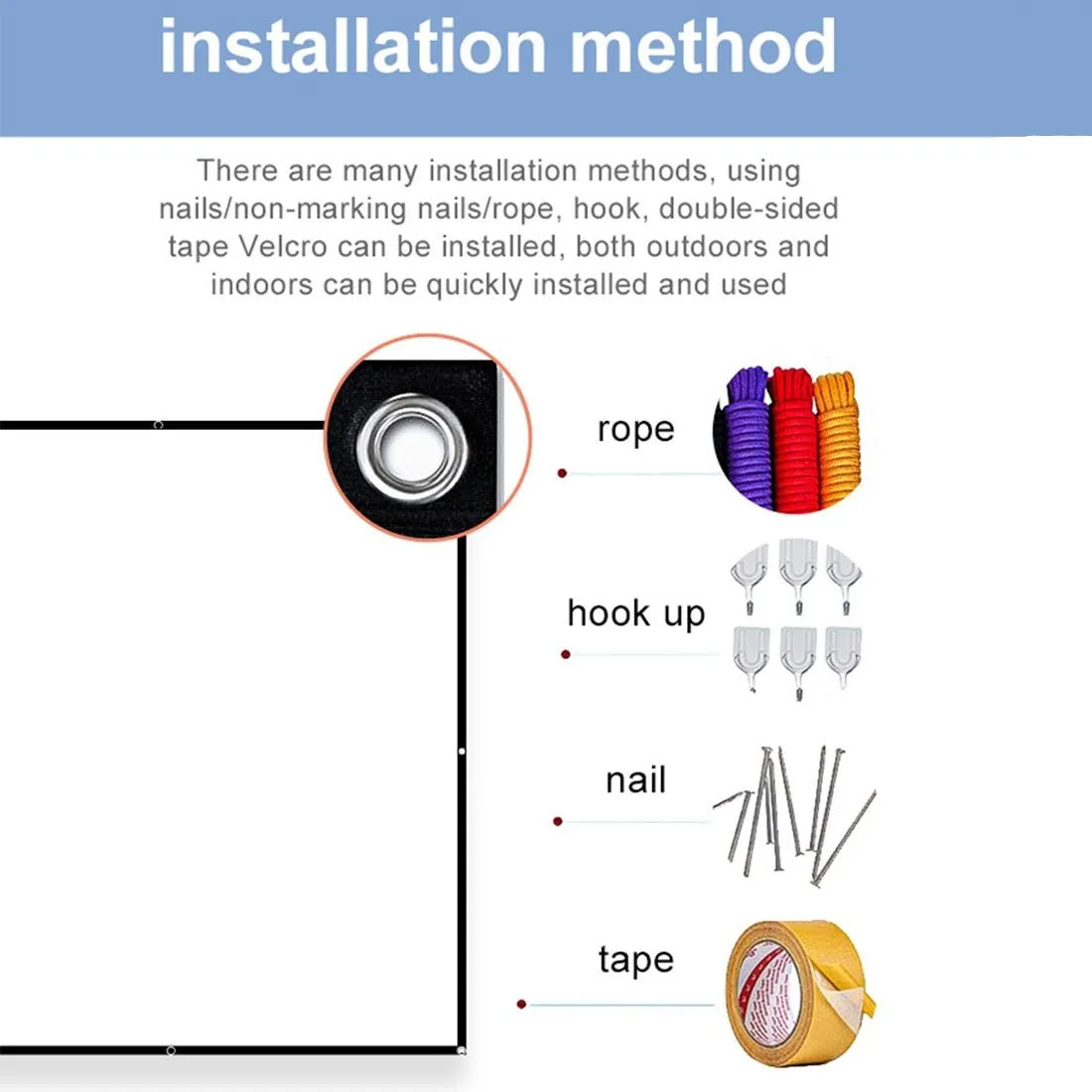 120 Folding Projector Curtain - 4 3 - 240x180cm - Milk Silk Polyester Film
