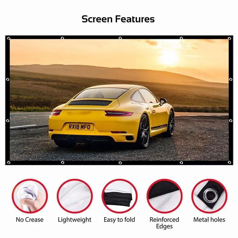 150 16 9 Polyester Projector Film Curtain - Foldable & Thin