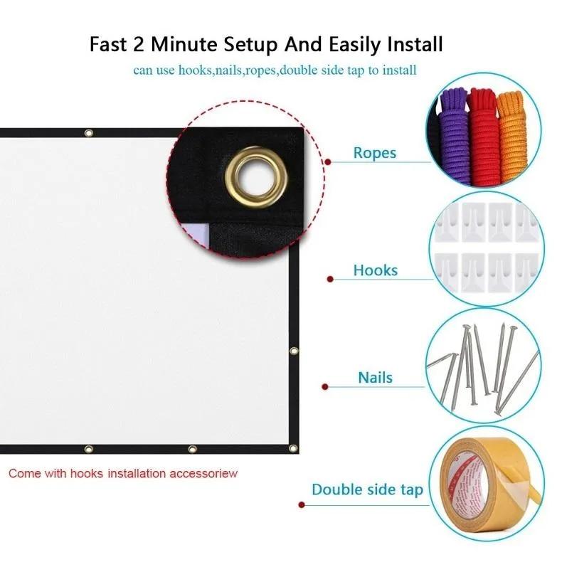 150 16 9 Polyester Projector Film Curtain - Foldable & Thin