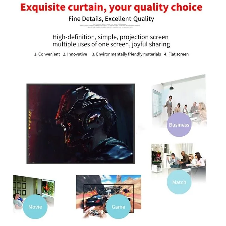150 16 9 Polyester Projector Film Curtain - Foldable & Thin