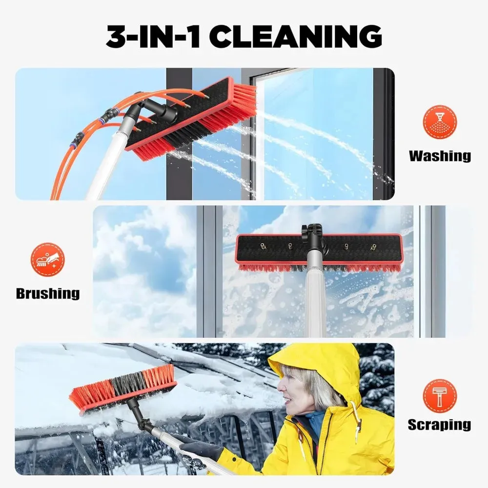 26ft Solar Panel Cleaning Kit  Telescopic Aluminum Pole with 65ft Hose, 180 Adjustable Brush Head for Windows & PV Panels (Lightweight, Universal Fit)