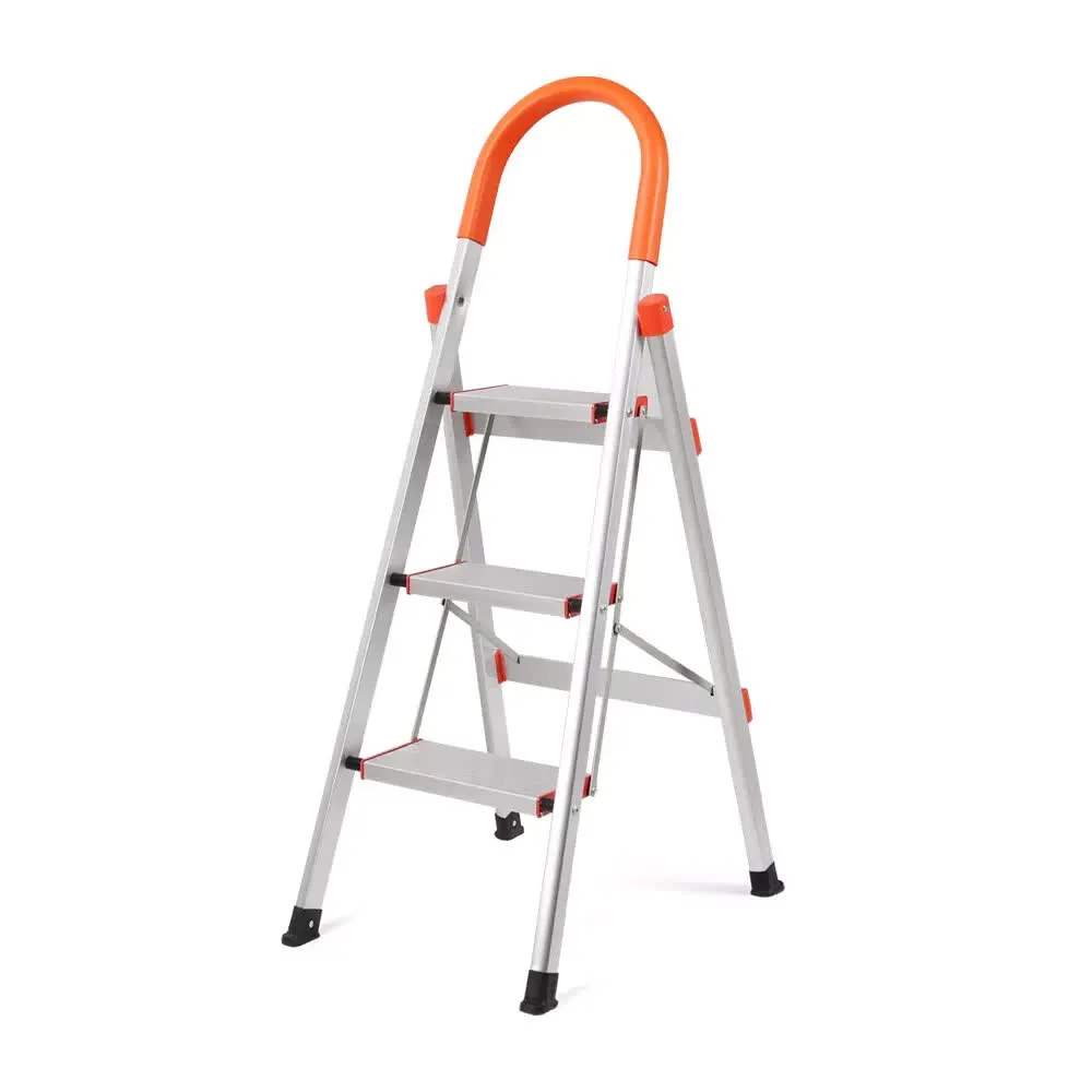 3-Step Ladder | Multi-Purpose | Foldable Aluminium | Non-Slip Household & Office Use
