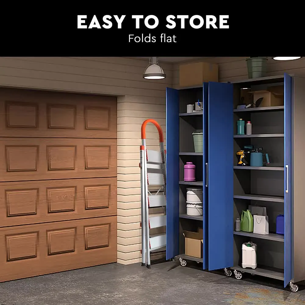 3-Step Ladder | Multi-Purpose | Foldable Aluminium | Non-Slip Household & Office Use