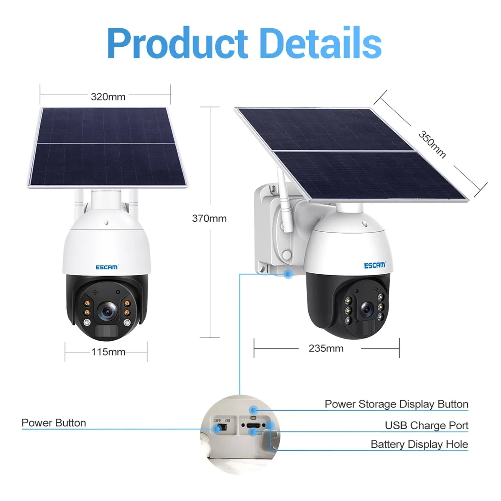 3Mp Solar Pt Ip Camera W / 24H Recording 4G Pir Alarm & Cloud Storage