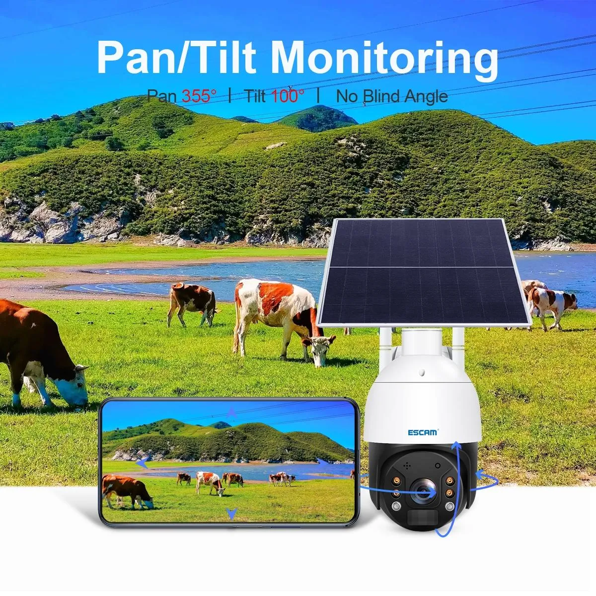 3Mp Solar Pt Ip Camera W / 24H Recording 4G Pir Alarm & Cloud Storage