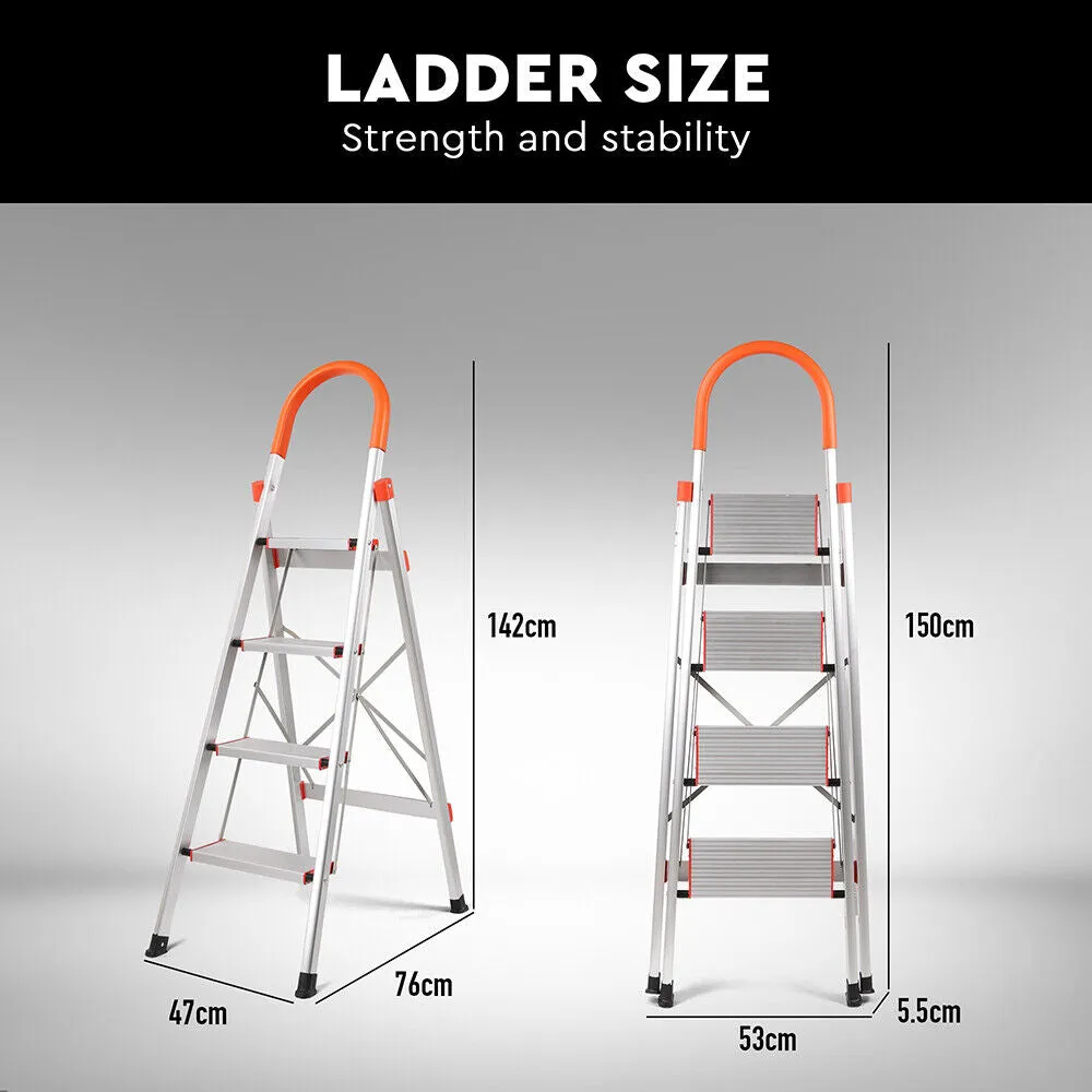 4-Step Ladder | Multi-Purpose | Folding Aluminium Non-Slip Platform | Household Use