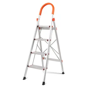 4-Step Ladder | Multi-Purpose | Folding Aluminium Non-Slip Platform | Household Use