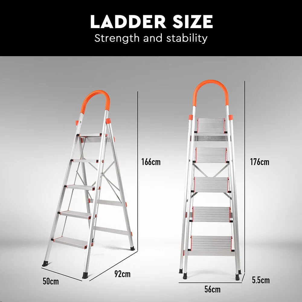 5-Step Ladder | Multi-Purpose | Folding Aluminium Non-Slip Platform | Household Use