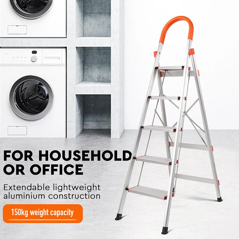 5-Step Ladder | Multi-Purpose | Folding Aluminium Non-Slip Platform | Household Use