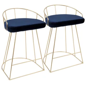 Canary - Contemporary / Glam Counter Stool (Set of 2) - Gold / Blue by Couch.com
