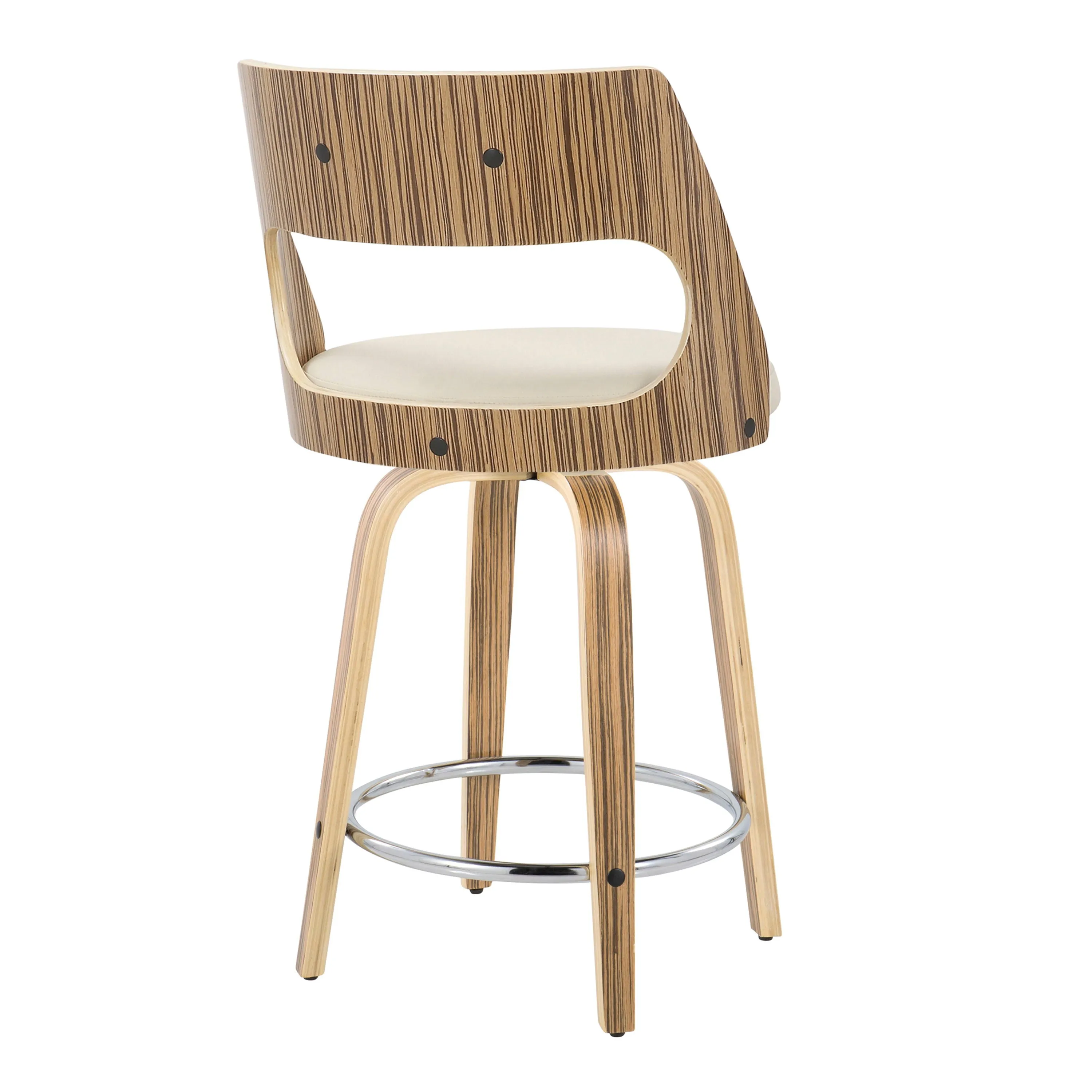 Cecina - Mid-Century Modern Fixed Height Counter Stool With Swivel With Round Footrest (Set of 2) - Zebra / Cream by Couch.com