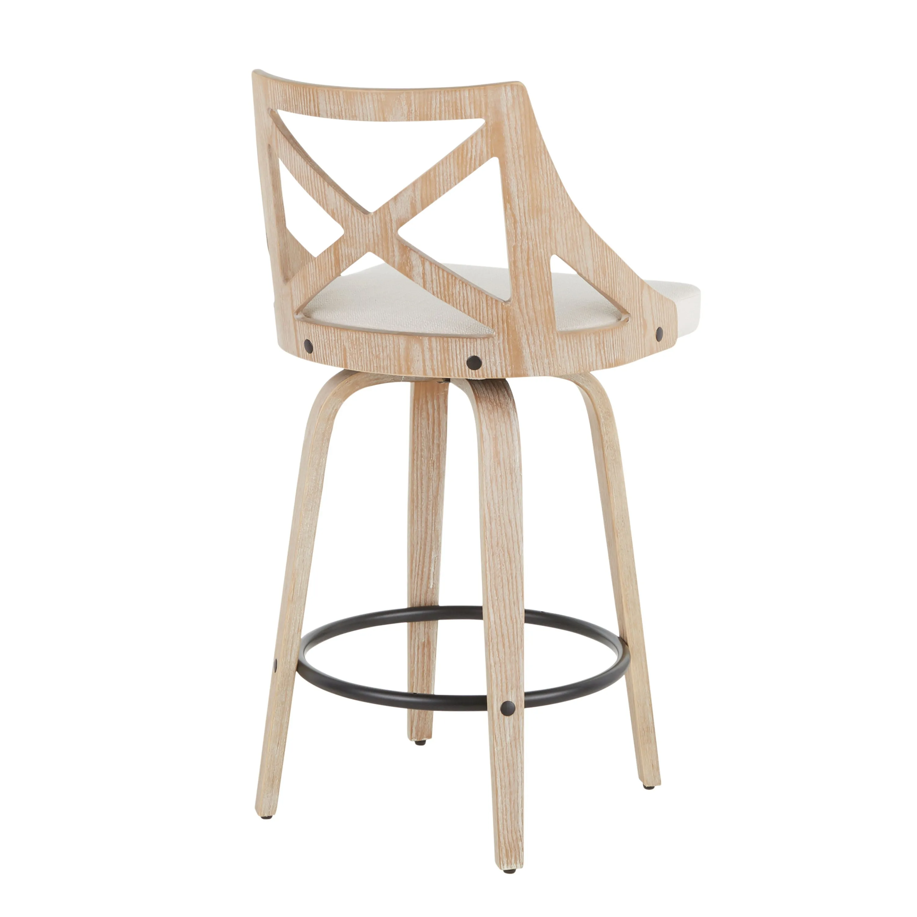 Charlotte - Farmhouse Fixed Height Counter Stool With Swivel (Set of 2) - White Washed / Cream by Couch.com