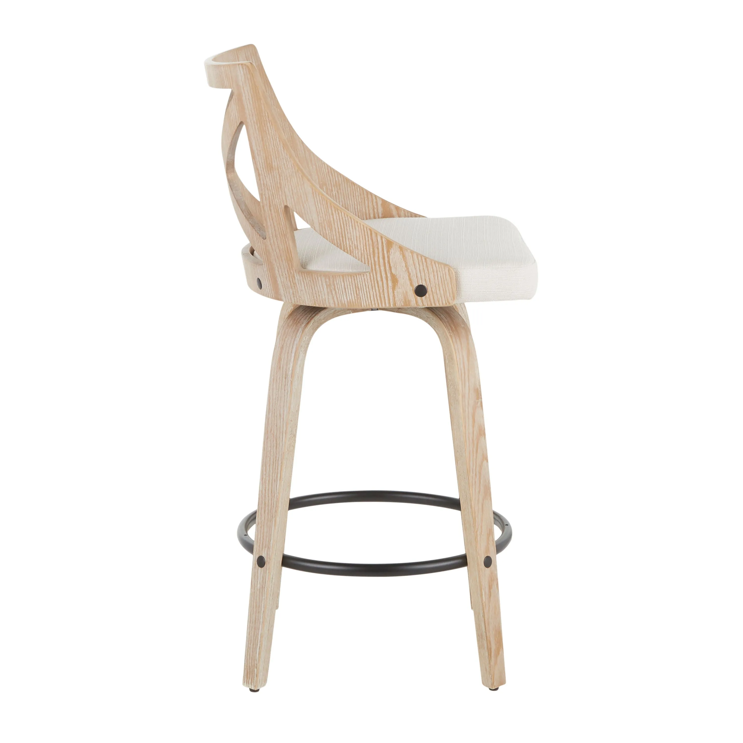 Charlotte - Farmhouse Fixed Height Counter Stool With Swivel (Set of 2) - White Washed / Cream by Couch.com