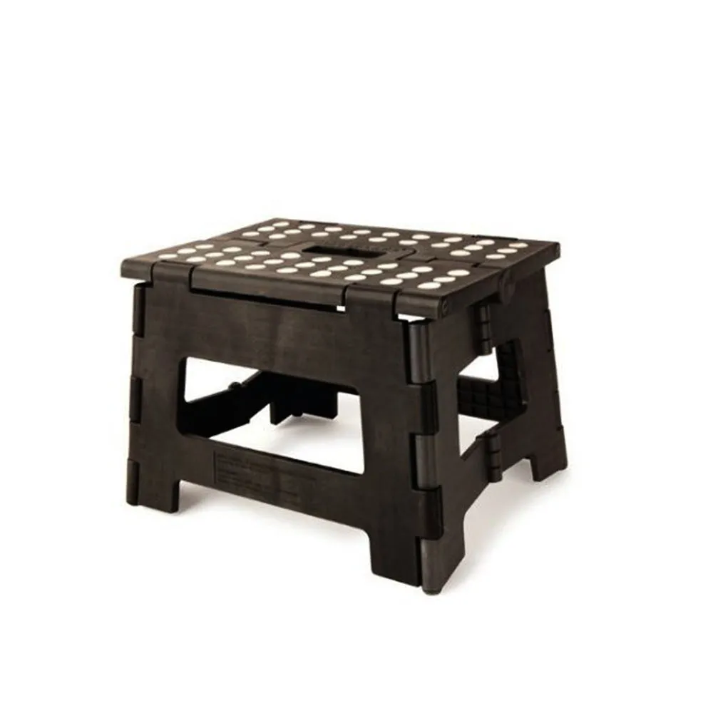 Kikkerland Rhino Easy Folding Ladder Holds 300 Lbs Sturdy Step Stools 9" Black