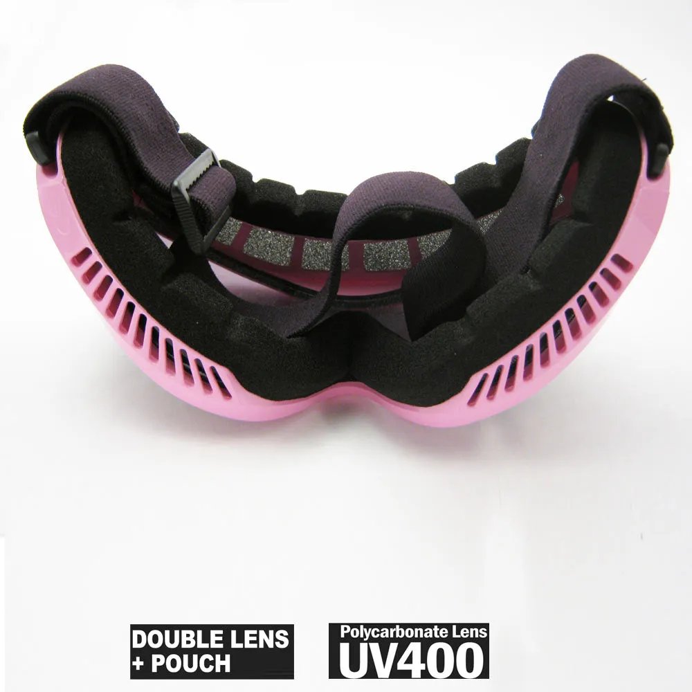Pink Ski Goggles Snowboard Glasses Skiing Sun Sports Adult Womens Lens Snow New